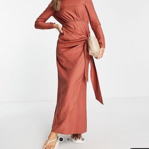 ASOS long sleeve maxi dress with wrap skirt